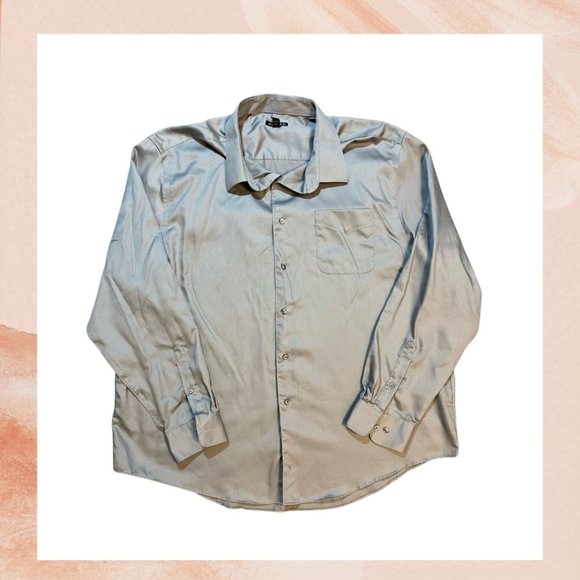 George Other - Platinum Gray Long Sleeve Button-Down Dress Shirt